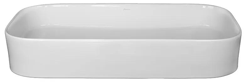 Lavoar pe blat alb lucios 75 cm, dreptunghiular, Fluminia Capri 750x380 mm