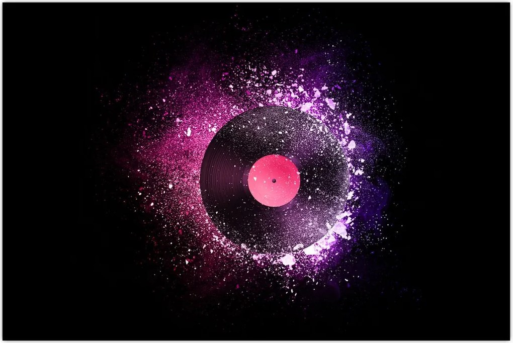 Tablou - Disc de vinil roz-violet (90x60 cm)