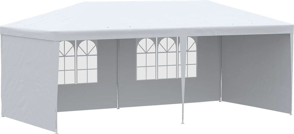 Outsunny Cort Pliabil pentru Grădină, Petreceri și Evenimente, cu Panouri Detașabile, Structură Oțel și PE, 5.85x2.95m, Alb | Aosom Romania