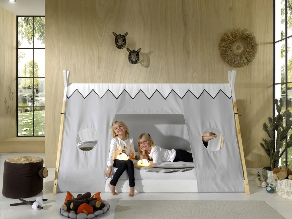 Set TIPI format dintr-un Pat copii (90 x 200 cm) și un set textil asortat.