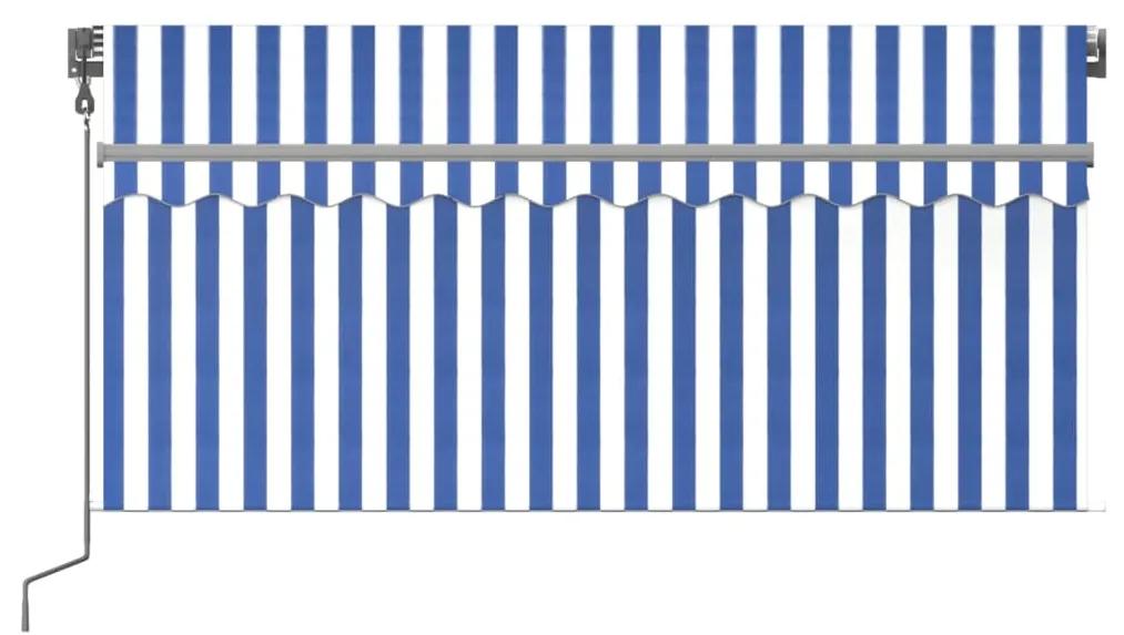 Copertina automata cu storLEDsenzor vant albastrualb 3x2,5 m Albastru si alb, 3 x 2.5 m