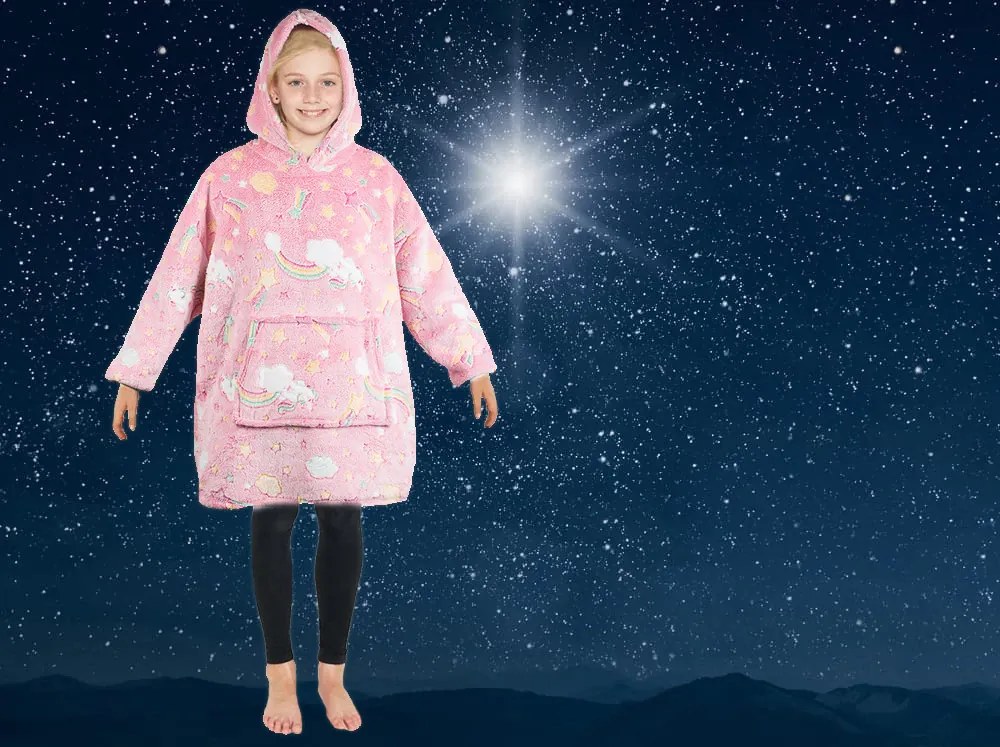 Patura hanorac pentru copii cu maneci si gluga SHINING COMETS roz