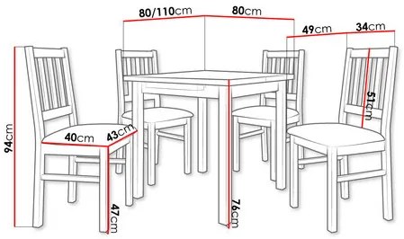 Set sufragerie (pentru 4 persoane) Asume AL9 (sonoma + albastru închis). 1121734