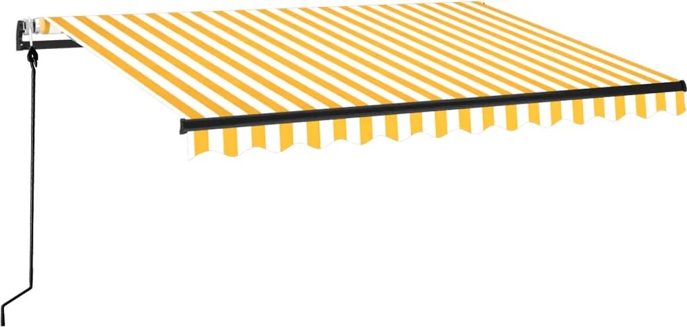 vidaXL Copertină retractabilă automat, galben și alb, 350x250 cm