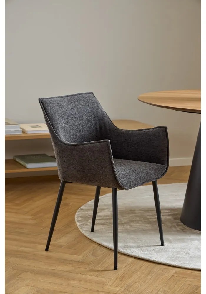 Scaun de sufragerie gri închis tapițat Bonita – Actona