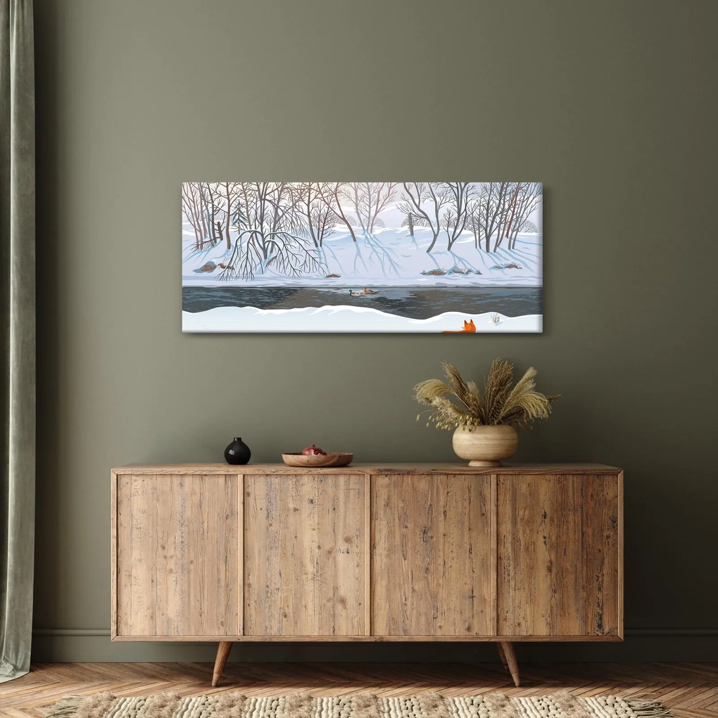 Tablou - Vulpe în peisaj de iarnă (120x50 cm)