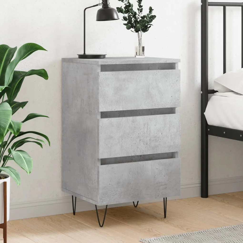 826932 vidaXL Noptieră, gri beton, 40x35x69 cm, lemn compozit