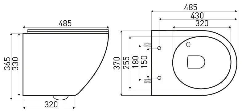 Toaletă Kasos fără ramă, montată pe perete