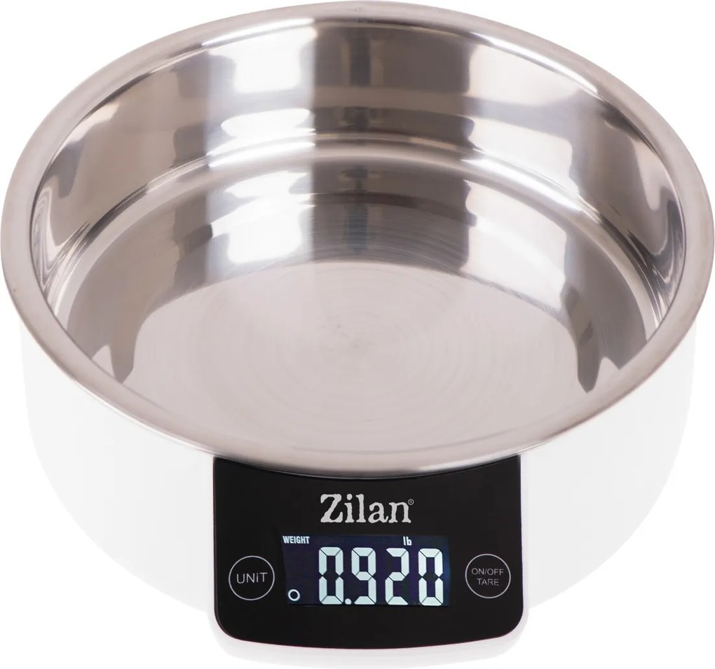 Cantar alimentar Zilan ZLN2977 Alb, ecran digital, bol de 900ml, capacitate maxima de 5 kg