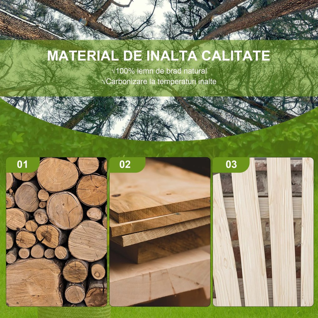 Outsunny Bancă de Grădină pentru 2 Persoane cu Mânere în Formă de Roată, Bancă de Exterior din Lemn de Brad, pentru Terasă și Curte, 108x66x95 cm, Finisaj Lemn Natural | Aosom Romania