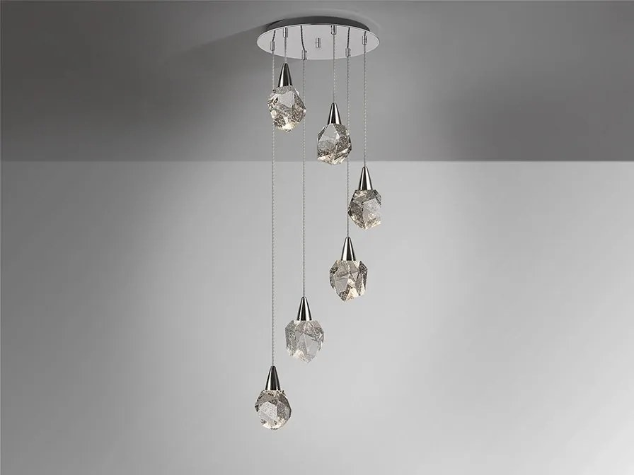 Lustra cu 6 Pendule LED design modern decorativ Aquaria crom
