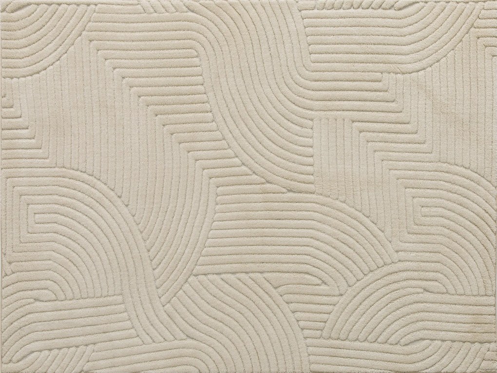 HOMCOM Covor Modern Antiderapant din Poliester și Bumbac cu Design Liniar, pentru Living, Dormitor, Crem | Aosom Romania