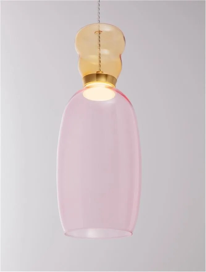 Pendul LED, Lustra design modern Pluma galben/ roz