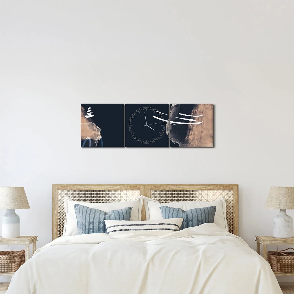 Tablou - Abstracție albastru închis (cu ceas) (90x30 cm)