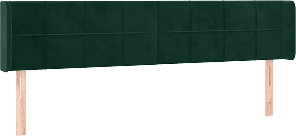 vidaXL Tăblie de pat cu aripioare verde închis 203x16x78/88 cm catifea