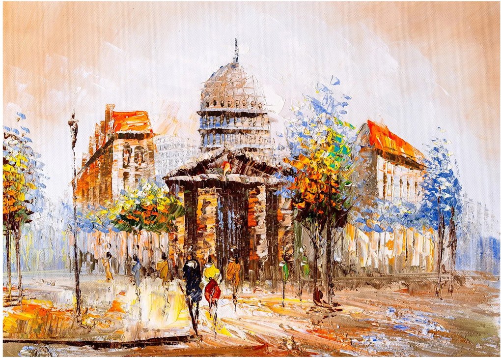 Tablou pe sticlă - Monument de oraș pictat (70x50 cm)