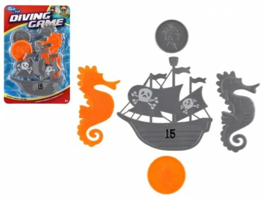Set pirat pentru scufundări plastic pe card 14,5x22cm
