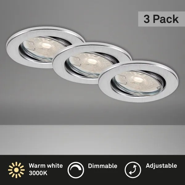 Brilo - Set de 3 spoturi LED încastrate pentru baie, dimabile (DIMM), 5,5W/230V, IP23