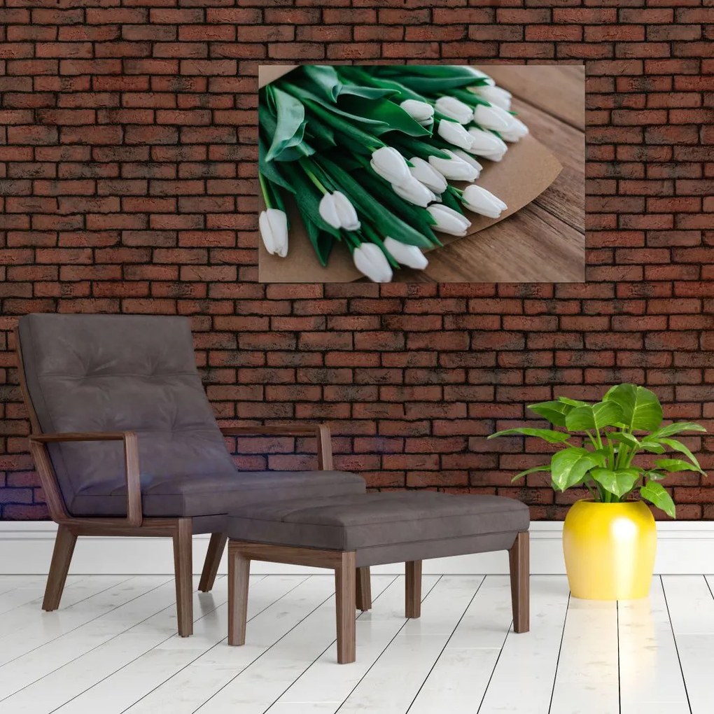 Tablou cu buchet de lalele albe (90x60 cm)
