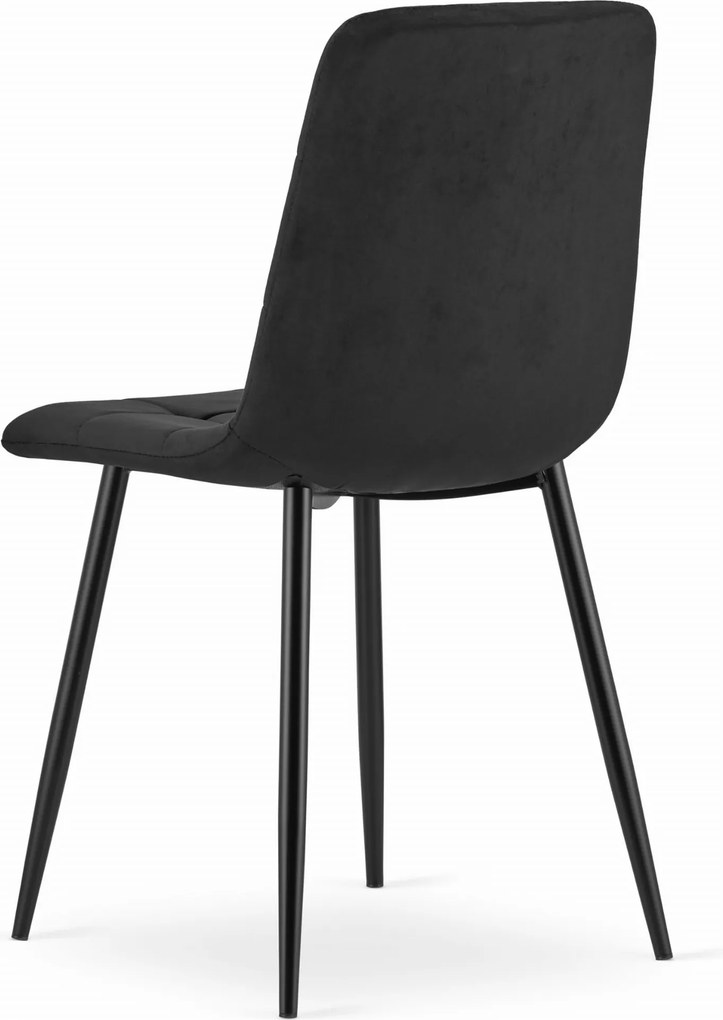 Scaun catifea negru KARA cu picioare negre