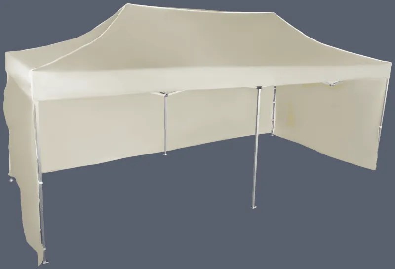 Pavilion de grădină  3x6m – din aluminiu, 3 pereţi laterali, Bej