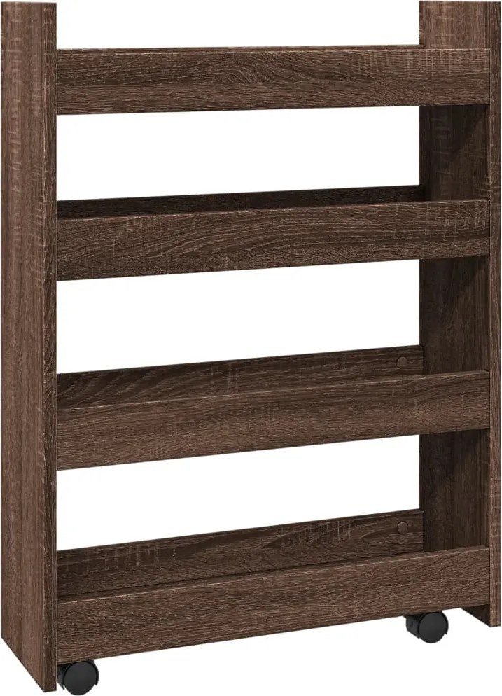 vidaXL Cărucior de depozitare îngust, 4 niveluri stejar maro lemn