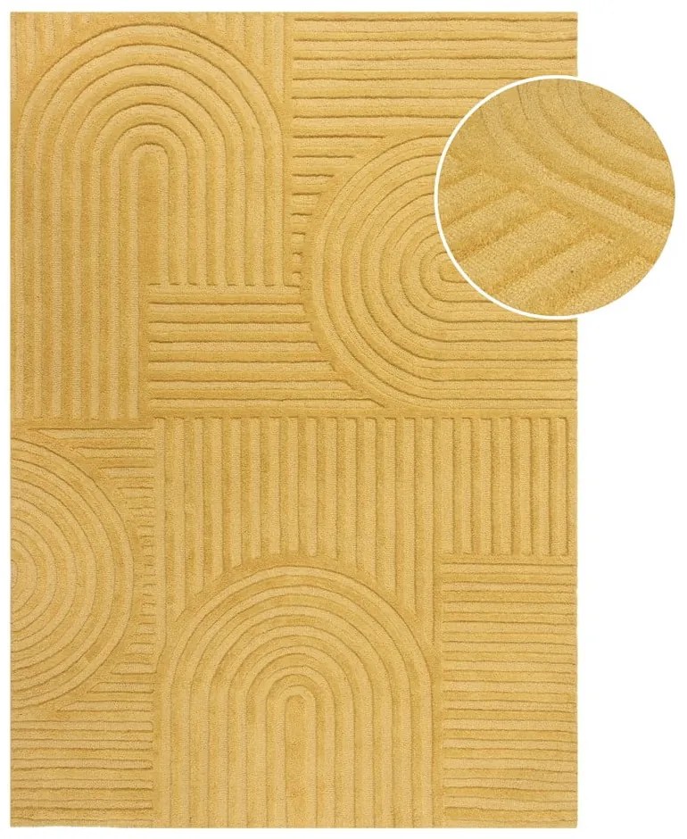 Covor din lână Flair Rugs Zen Garden 120 x 170 cm, galben