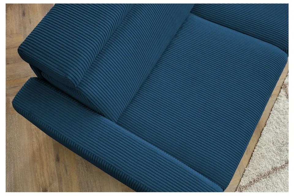 Colțar albastru închis extensibil cu tapițerie din catifea reiată (cu colț variabil) Monaco – Bobochic Paris