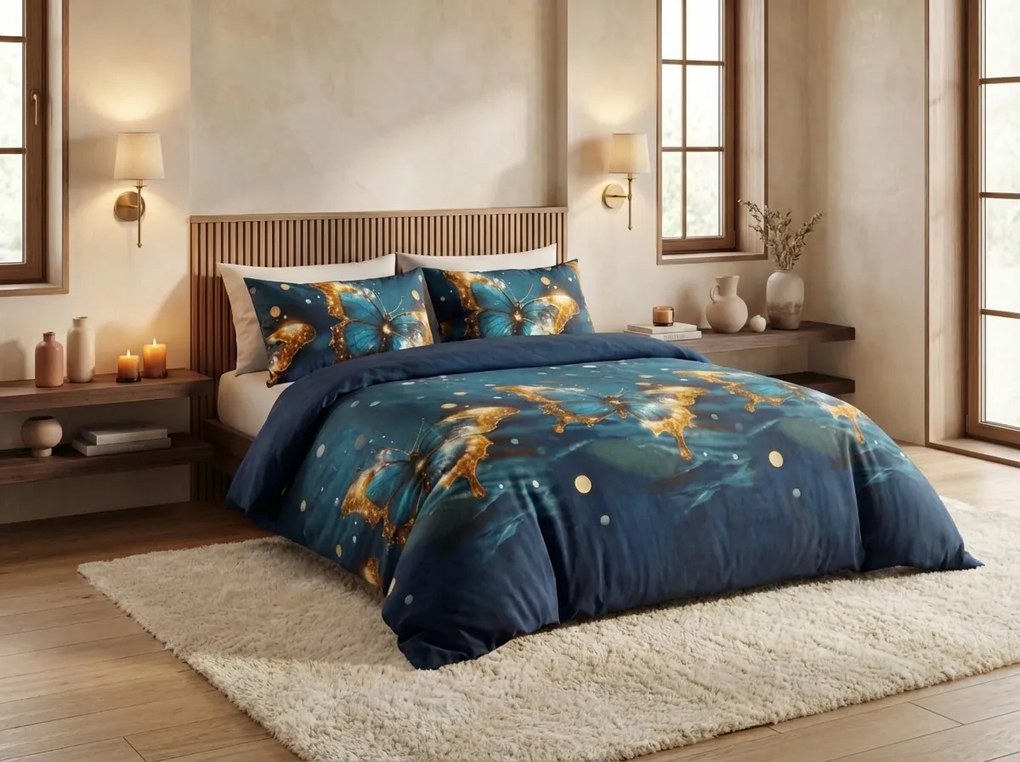 Lenjerie de pat din microfibra MYSTIC BUTTERFLY albastru Dimensiune lenjerie de pat: 70 x 80 cm | 140 x 200 cm