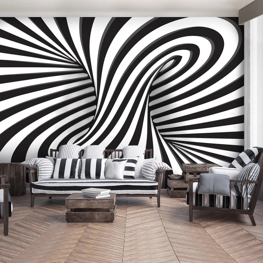 Fototapet - Cercuire 3D alb neagră (152,5x104 cm)
