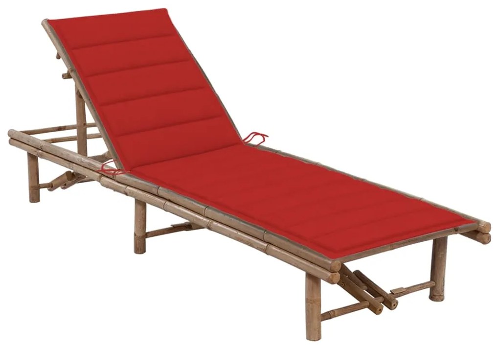 vidaXL Șezlong de grădină cu pernă, bambus