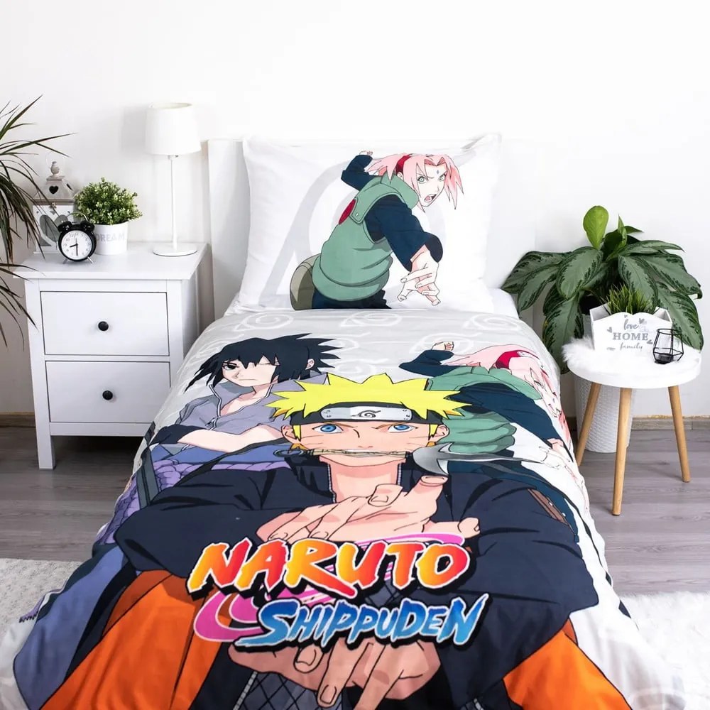 Lenjerie de pat pentru copii din bumbac pentru pat de o persoană 140x200 cm Naruto – Jerry Fabrics