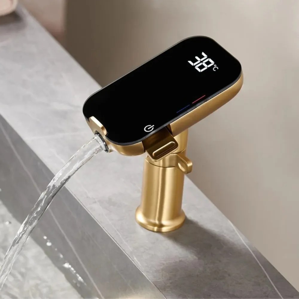 Baterie de baie cu afisaj digital al temperaturii si suport pentru telefon bronz periat, Form Digital Bronz periat