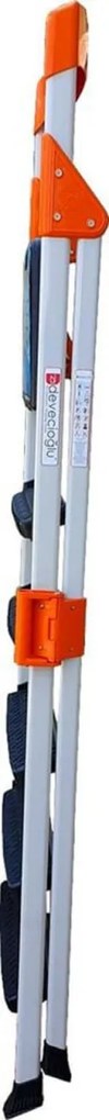 Scara dubla pliabila din aluminiu emailat HouseXL® Harbinger, plianta, maxim 155 kg, trepte si platforma acoperite cu plastic anti-aderent, picioare