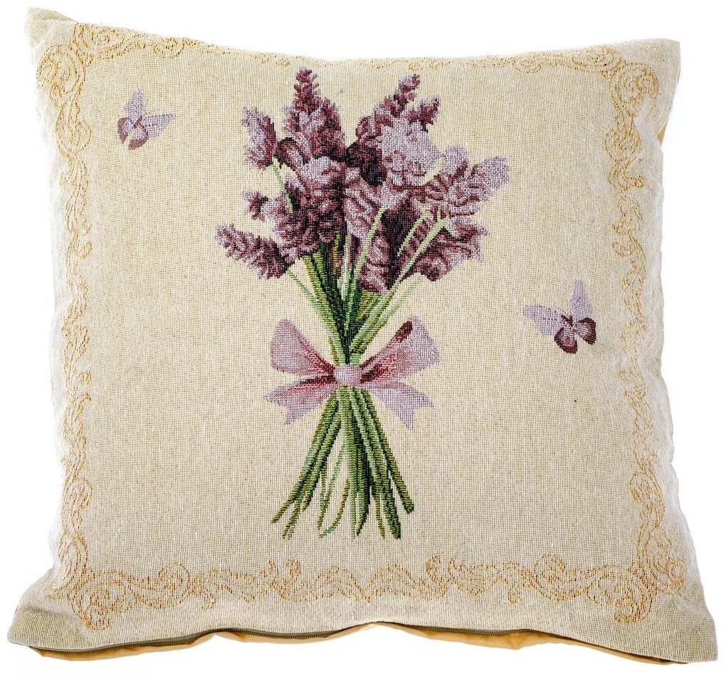 Față de pernă Buchet de lavandă, bej, 40 x 40 cm