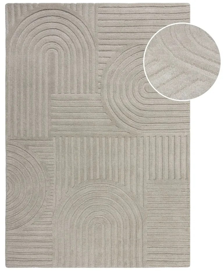 Covor din lână Flair Rugs Zen Garden 120 x 170 cm, gri