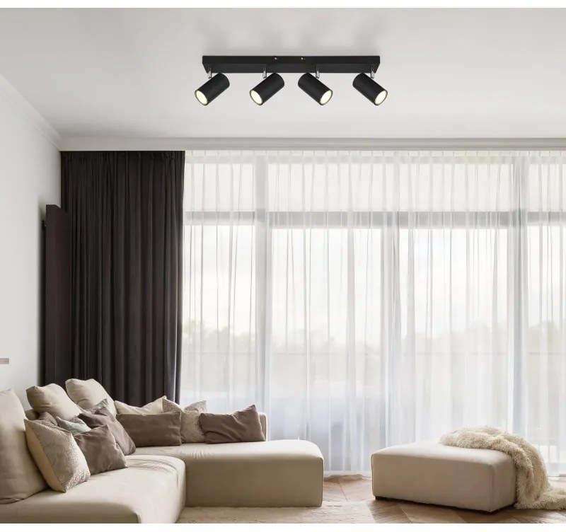 Plafoniera cu 4 spoturi directionabile design modern ROBBY negru mat