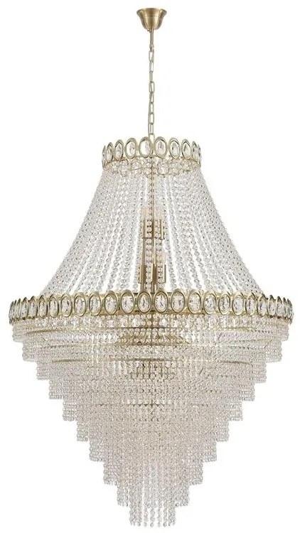 Lustra casa scarii alama satin, cristal transparent Louis Phillipe 28L