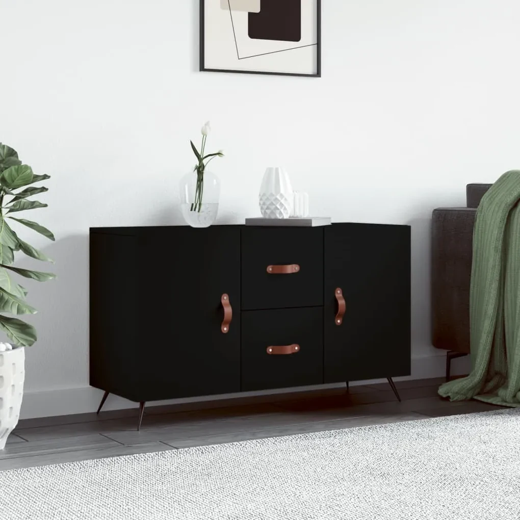 828141 vidaXL Dulap, negru, 100x36x60 cm, lemn compozit