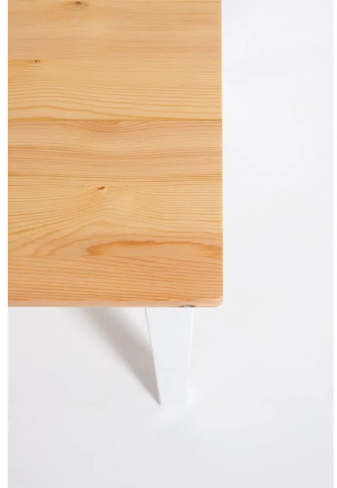 Masă dining extensibilă din lemn de pin cu structură albă Bonami Essentials Brisbane, 120 (200) x 70 cm