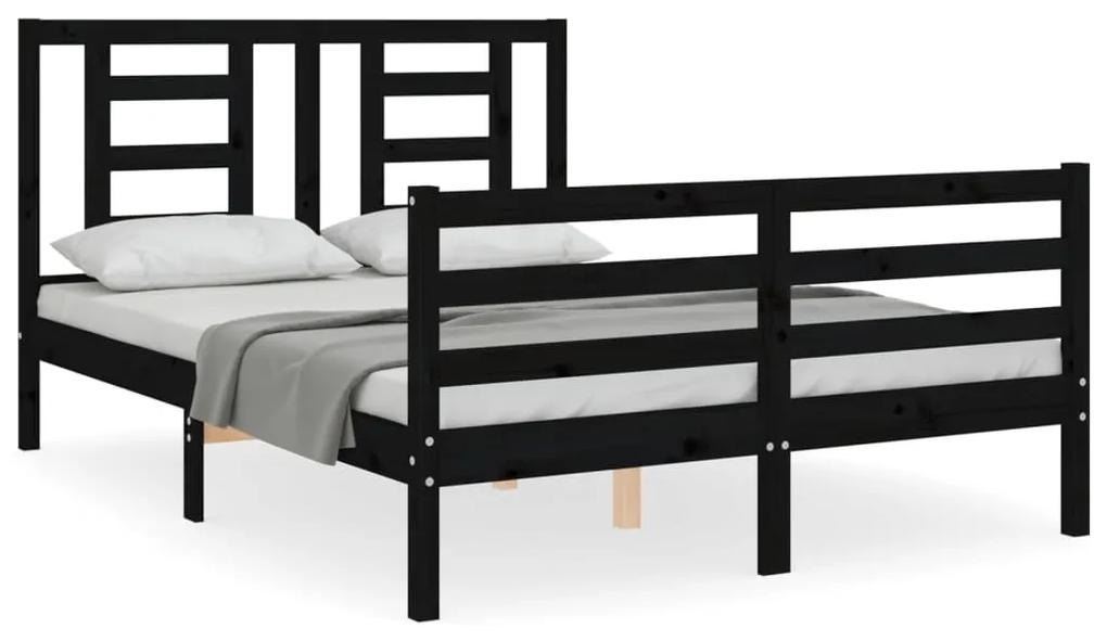 3194700 vidaXL Cadru de pat cu tăblie, negru, 120x200 cm, lemn masiv