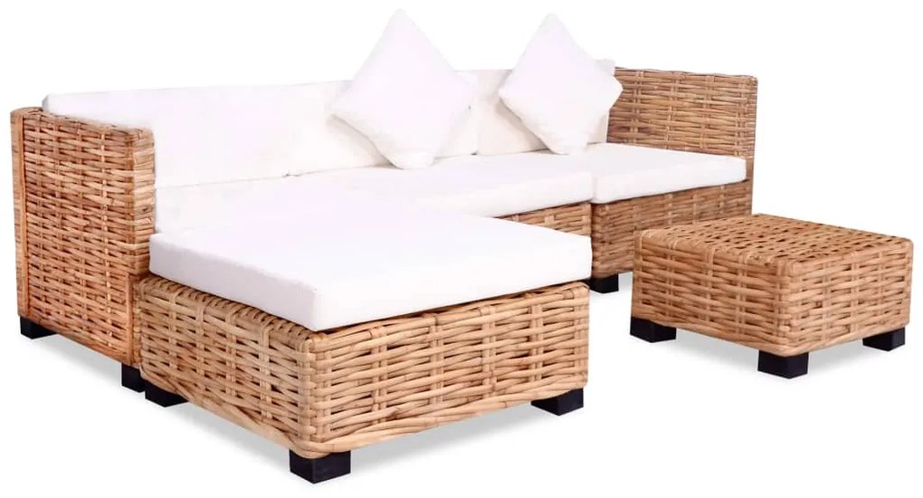 244626 vidaXL Set mobilier cu canapea 14 piese, culoare naturală, ratan