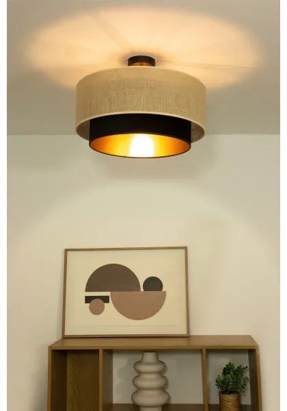 Plafonieră aplicată SARTA, 1xE27/60W/230V, Ø 45 cm, negru/jută