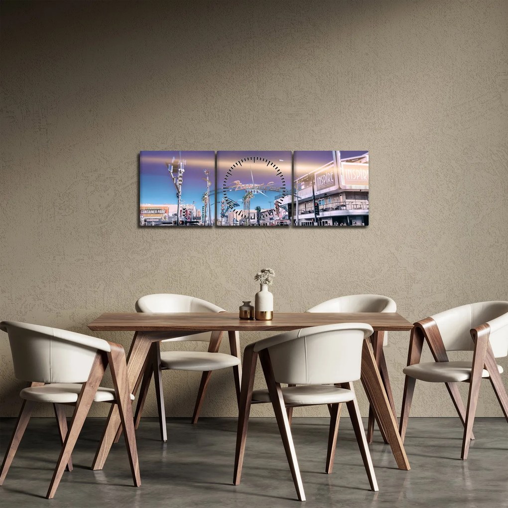 Tablou cu strada în Las Vegas (cu ceas) (90x30 cm)