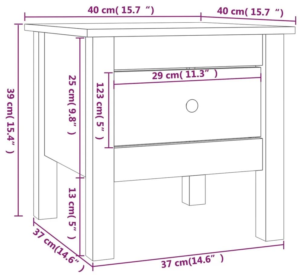 Mese laterale, 2 buc., 40x40x39 cm, lemn masiv de pin 2, Maro, 40 x 40 x 39 cm