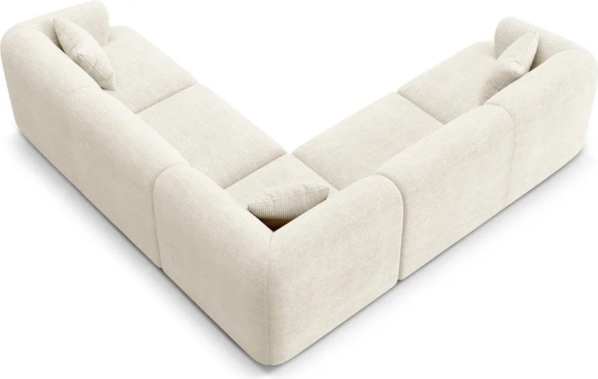 Colțar bej cu tapițerie din catifea reiată Campi – Cosmopolitan Design