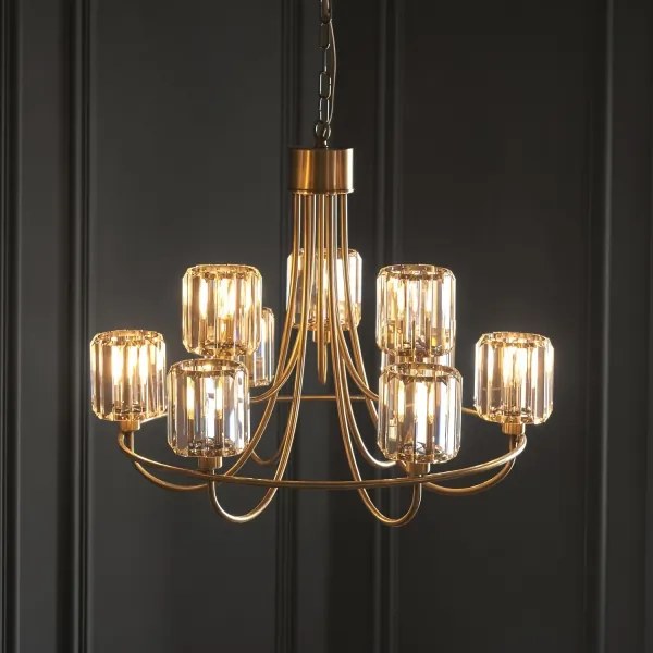 Endon 118934 - Lustru BERENICE cu lanț, 9xE14/7W/230V, auriu
