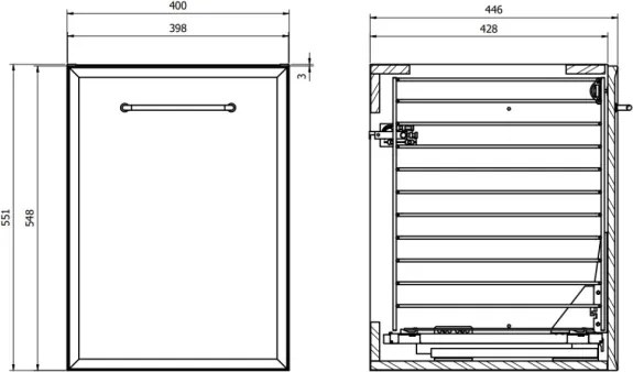Cersanit MILLE S1022-010 - dulap suspendat pentru baie cu coș pentru rufe, 40 x 45 cm, mentă