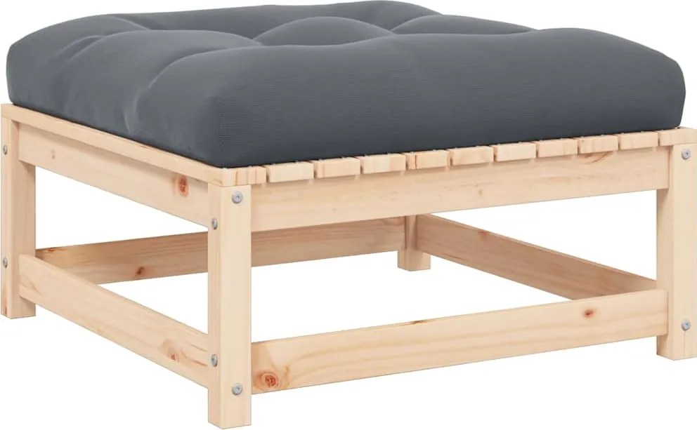 vidaXL Taburet de grădină cu pernă, lemn masiv de pin