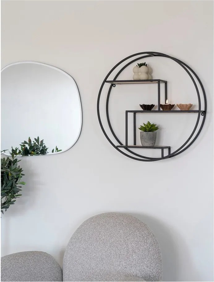 Raft negru/în culoare naturală etajat din lemn masiv de paulownia 62 cm Rotterdam – House Nordic